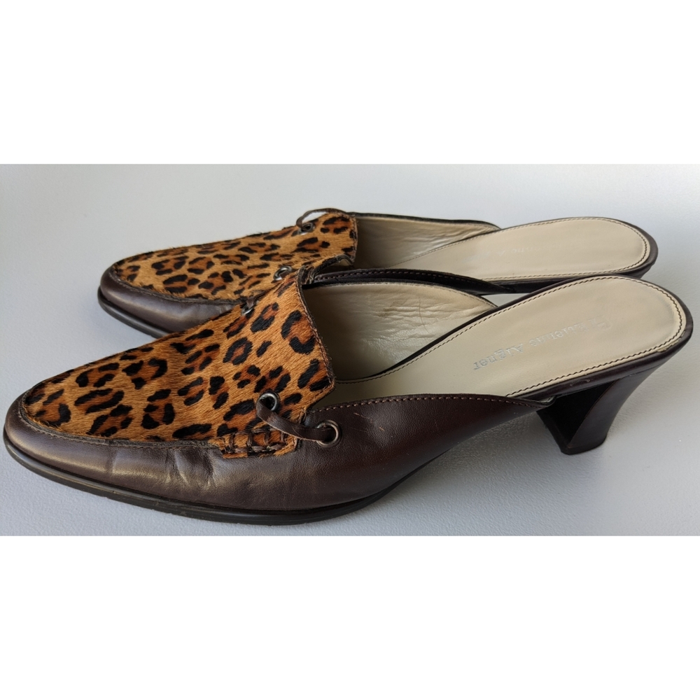 Etienne Aigner Leopard Calf Hair Heeled Mule